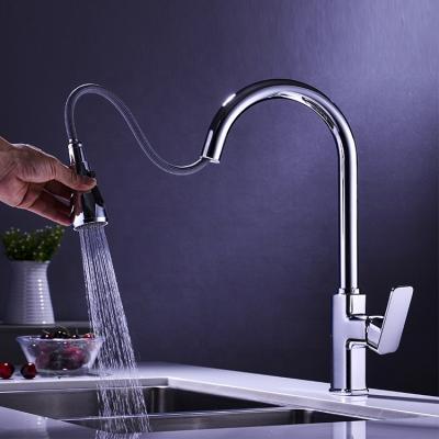 China Hot And Cold Rotating Kitchen Faucets Manufacturer Polished Chrome Pull-Out Sink Thermostatic Kitchen Faucet for sale