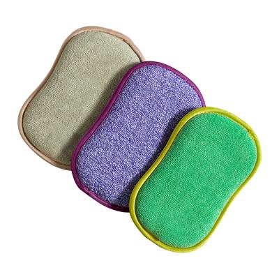 China Sustainable Magic Dishwasher Scourer Pad Bearfamily Washable Microfiber Eco Dish Friendly Kitchen Sponge for sale