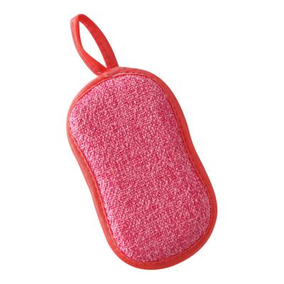 China Bearfamily Durable Double Sided Scrubbing Pad Kitchen Magic Gum Microfiber Tableware Absorbent Sponge for sale