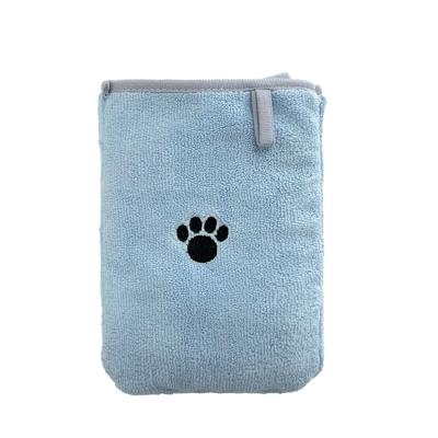 China Bearfamily Microfiber Hook Soft Warm Quick Absorbent Dog Sustainable Hanging Cat Pet Bath Towel for sale