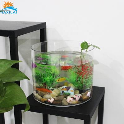 China NAXIALI Low Price Acrylic Cylinder Fish Tank Manifature Small Viable Acrylic Zebra Desktop Fish Acrylic Aquarium for sale