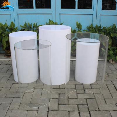 China NAXILAI Durable White Cylindrical Display Pedestals Flower Display Stand For Florist White Cylindrical Display Pedestals for sale