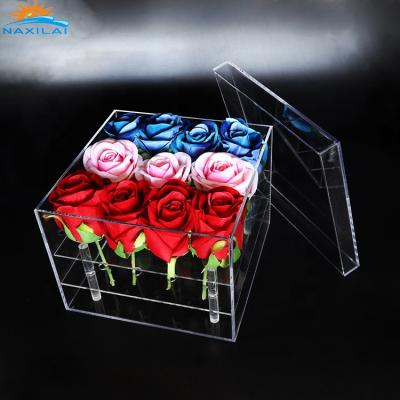 China NAXILAI 9 Hole Flower Display Box Durable High Quality Transparent Wholesale Acrylic Luxury for sale