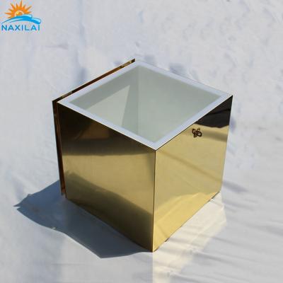 China Durable NAXILAI Colored Gold Wishing Well Clear Acrylic Mirror Box With Lock For Wedding for sale