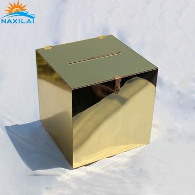 China White Gold Durable Luxury Wedding Box NAXILAI Mirror Acrylic Invitation Wishing Well Card Box Wedding Acrylic for sale