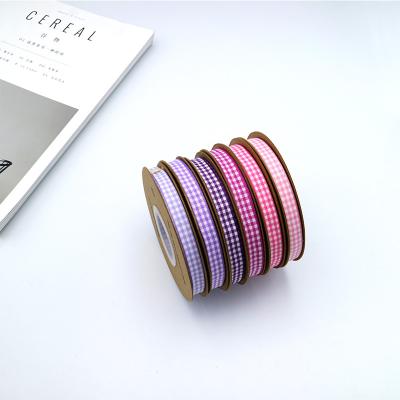 China Eco-friendly 10MM Gingham Ribbon For Decroation Gift Wrapping Hair Bow Ribbon Roll for sale