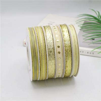 China Metallic cheap custom polyester ribbon metallic ribbon from whosesale to decorate christmas tree ribbon and bow for sale