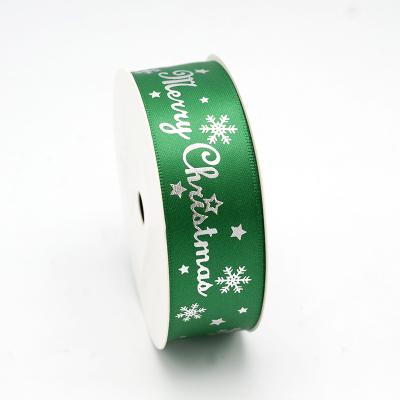 China High Quality And Cheap Green Eco-Friendly Satin Ribbon Christmas Ribbons With Printed Personalized Ribbon for sale