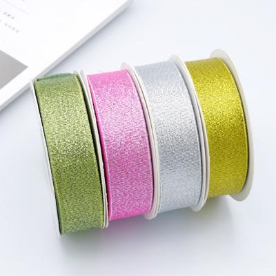 China Wholesale High Tenacity 16mm, 1-2 Inch Wire Ribbon For Gift Bow, Gold And Silver Colors Birthday, Festival Opens Gift Ribbon Roll for sale