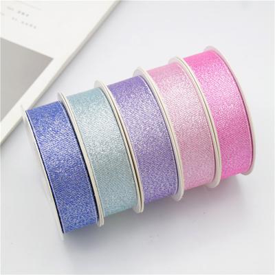 China Factory high quality eco-friendly 38mm colorful ribbon for festival decroation gift wrap hair bow metallicc ribbon colurful roll for sale