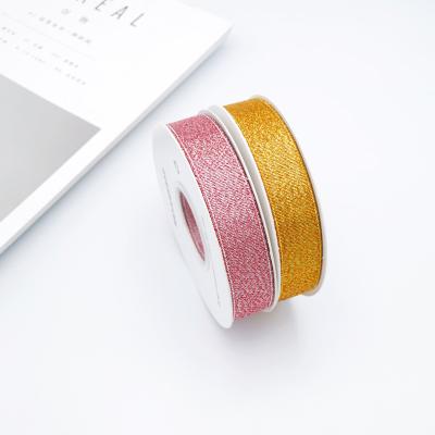 China Factory Cheap and Hot Sale High Quality Eco-friendly Metallic Ribbon for Christmas Festival Decoration Gift Wrapping Hair Bow Ribbon Roll for sale