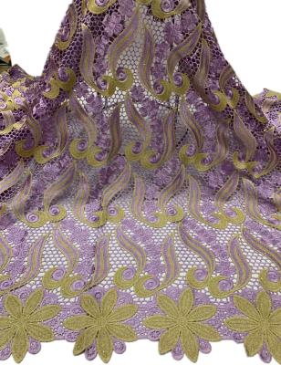 China Viable cotton guipure embroidery lilac lace fabric SMD253G008 for sale