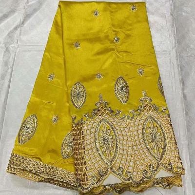 China Sustainable Yellow Silk Georges Lace Fabric for sale