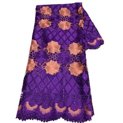 China Sustainable Smeda Heavy Purple Lace Fabric African Guipure Smeda Guipure SMD262G003 for sale