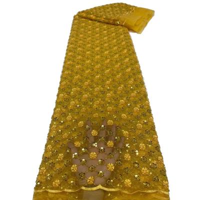 China Viable fabric beads and sequins gold beaded lace for sale