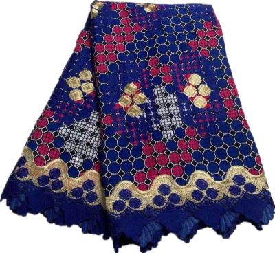 China Sustainable african wax print cotton emboridery lace for sale