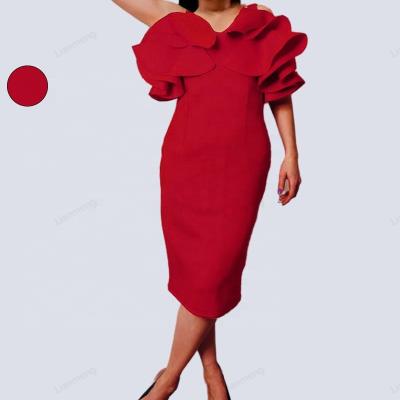 China LIANMENG AS404 Breathable Elegant Simple Dress Red Straps In African Dresses Designs 2022 Summer Dinner Dresses for sale