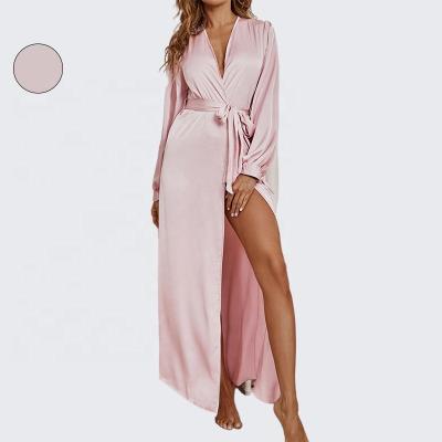 China LIANMENG QUICK DRY S9059 women's long pajamas QUICK DRY lace up robe bathrobe homewear set girls sleepwear hot sale 2022 for sale