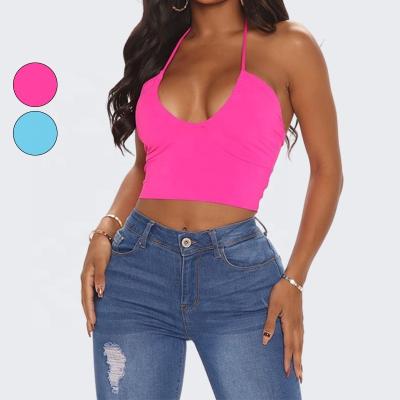 China New LIANMENG AC167 QUICK DRY Summer Solid Color T-shirt Vest Halterneck Sleeveless Tops Plus Size Women Tank Tops for sale