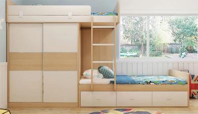 China Custom home furniture children wooden double bed designs bunk beds with storage drawers for sale