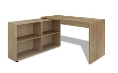 China Corner Computer Desk Oak Office Workstation Shelves Furniture L Shaped PC Table for sale