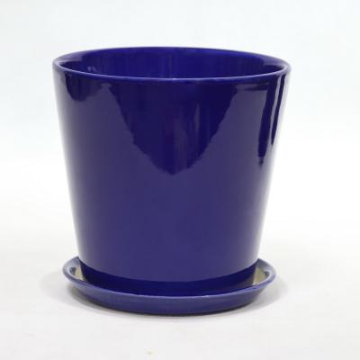 China Indoor Lightweight Blue Ceramic Pots With Drainage for sale