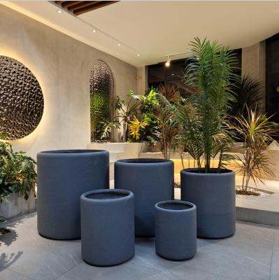 China Frost Resistant Plain Matte Round Fiber Clay Pot For Indoor Home Garden for sale