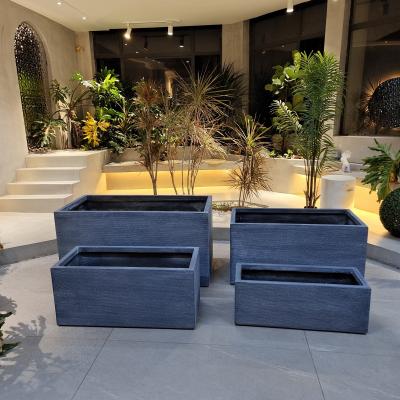 China Large Rectangle Fiberglass Planter Box For Outdoor Garden Flower Plant for sale