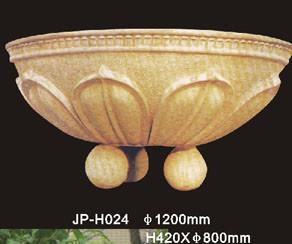 China Natural Round Sandstone Flower Pots Hand Carved For Indoor / Outdoor And Garden for sale