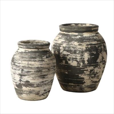 China Round Fiber Cement Flower Planters For Indoor Outdoor Garden Decoration for sale