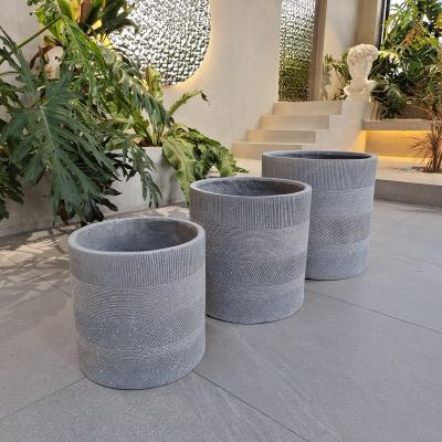 China Hand Carve Finishing Fiber Clay Planter D300*H270 for Customed Needs for sale