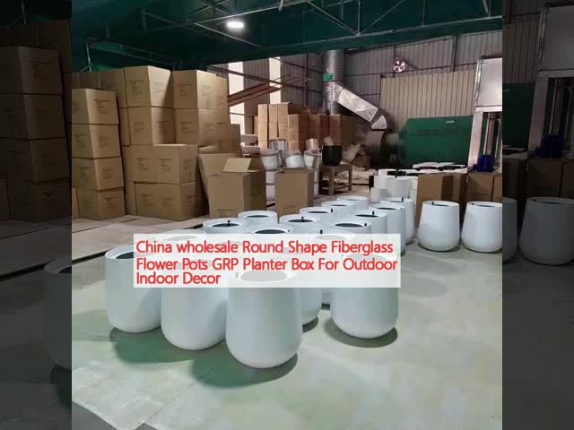 China wholesale Round Shape Fiberglass Flower Pots GRP Planter Box For Outdoor Indoor Decor