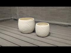 Waterproof And Fireproof Fiber Clay Planter Φ350*H240 with Drainage Holes and Φ300*H210
