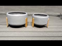 Hand Carve Fiberclay Planter in Modern Hand Carved Design for Plants