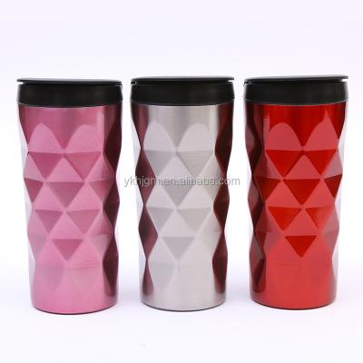 China Wholesale 450ML Diamond Shape Cup 304 Stainless Steel Insulated Tumbler/vacuum flask/thermos/coffee mug With ABS Lid for sale