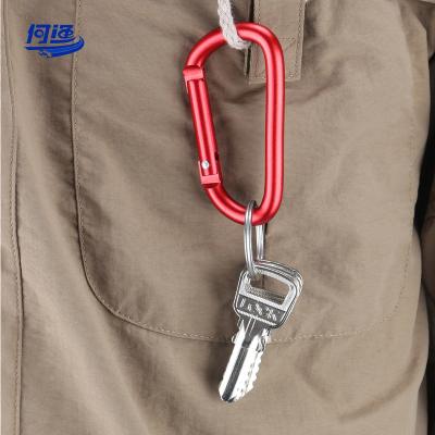 China Walk the Dog/Wammock/Keychain/ Hanging Kettle Factory Wholesale 2.3in High Quality Aluminium D Shape Flat Metal Hook Strong Safety Heavy Duty Spring Carabiner Clip for sale