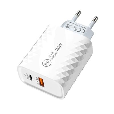 China New Arrival 20w Port Usb Convenient C Us Eu Usb Fast Fast Wall Charger Adapter For Mobile Phone Charger for sale