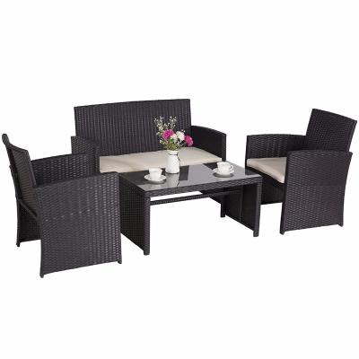 China UV Esistant 4 Piece Wicker Rattan Conversation Set With Cream Cushions for sale