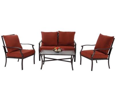 China Outdoor Weather Furniture Patio 4 PC Conversation Set Coffee Table Sets Cushioned for sale