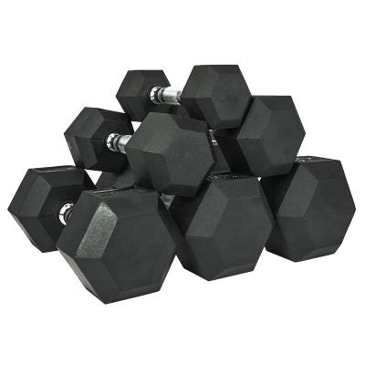 China Commercial Use Multifunctional Hot Manufacturer Price Rubber Hex Dumbbells Set for sale