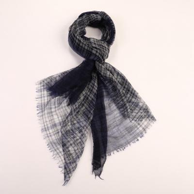 China Ultra Thin Cashmere Omber Plaid Women's Sheer Ombre Ties Mongolian Plaid Scarf for sale