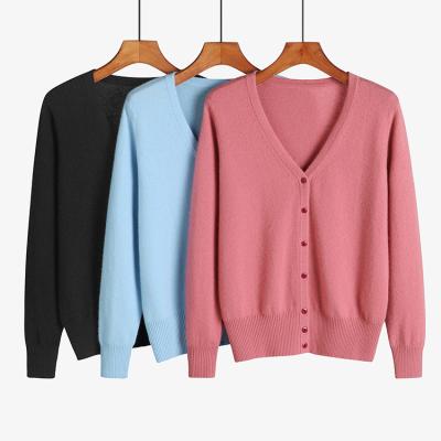 China Anti-wrinkle winter long sleeve V-neck cardigan warm high quality cashmere sweater for sale