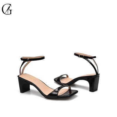 China CUSHIONING Goxeou Hot Selling Women Fashion Sandals Square Toe Open Toe Chunky Block Heels Back Straps 2020 Popular Wedding Parties Breathable for sale