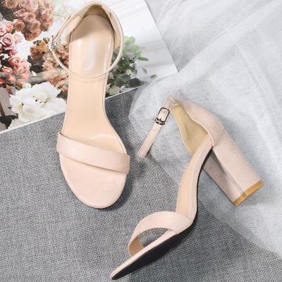 China Waterproof Ladies Fashion Suede Block Heel Summer Wedges Sandals Block Heel Source Manufacturer Multicolor High Heel Women's Sandals Big Size for sale