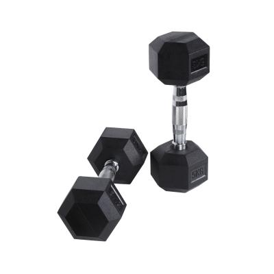 China 5kg Dumbbell Rubber Covered Hex Dumbbell Rubber Wrapped In Pairs Or Singles for sale