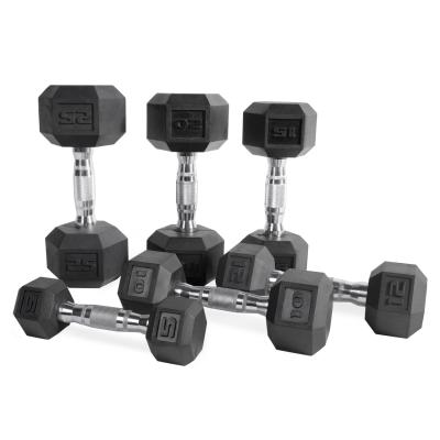 China Rubber Covered Dumbbell Hex Dumbbell Rubber Wrapped Set, 5KG, 7.5KG, 10KG, 12.5KG, 15KG, 17.5KG, 20KG, 25KG for sale