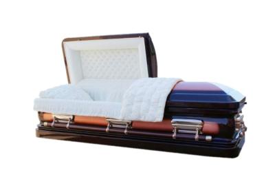 China Brushed Heritage Finish Metal Casket Copper Materials Almond Velvet Interior MC01 for sale