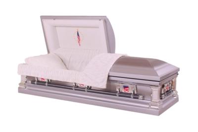 China White Velvet Interior Stainless Casket 18Gauge, Natural Brushed Platinum Finish MC07 for sale