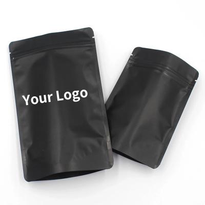 China Moisture Proof Custom Logo Printing Mylar Gummies Smell Child Proof Holder Up Pouch Matte Black 3.5g Jungle Boys Mylar Bag With Windows for sale