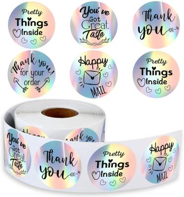 China 4x4 Hologram Waterproof Thermal Vinyl Sticker Hologram Water Proof Adhesive Rolls Logo Glitter Label Roll Labels for sale